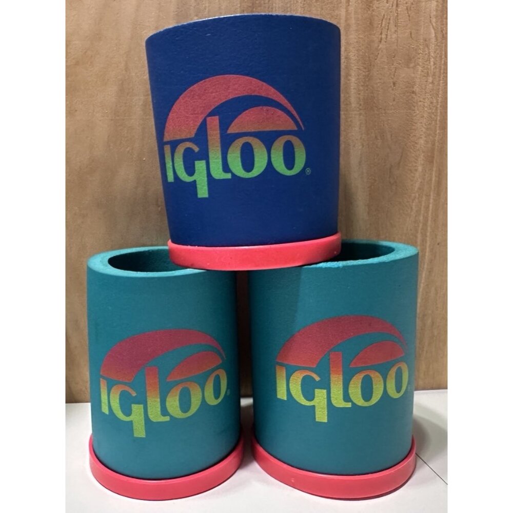 3  Retro Vintage IGLOO Can Cooler Koozie Beer Beverage Holder Coozie 80’s  USA